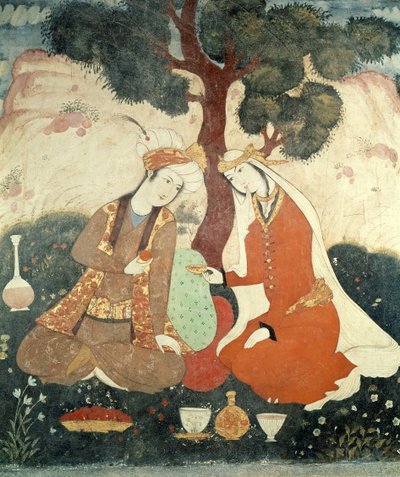 Scene Galante from the Era of Shah Abbas I (detail) by Persian School